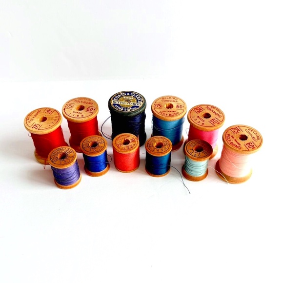 Belding Corticelli Polybond Bel-Waxed Thread 10 Wood Spools One Coats & Clark - Picture 1 of 9